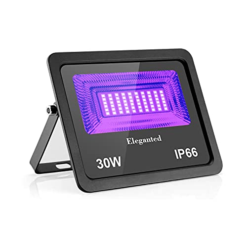 Eleganted 30W LED Luz Negra,395-400nm Foco UV, IP66 Impermeable Foco Fluorescente Exterior, Luz Ultravioleta para Bar, Discoteca, Fiesta, Pinta Corporal, Halloween