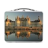Fabulous Lunch Box Métal Argenté pour Sandwich et Snack   Chateau de Chambord Vue Frontale Renaissance France   Boîte à Goûter Aluminium Gamelle Rigide Style Rétro Imprimée en France