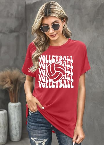 Women's Volleyball Mom T-Shirts - Graphic Short Sleeve Shirts 6