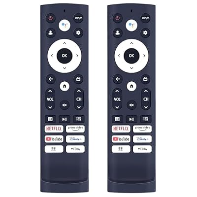 RIVIERA Replacement Hisense Voice Remote Control for Hisense Smart Google TV Model 43A6H 50A6H 55A6H 65A6H 75A6H 50U6H 55U6H 65U6H 75U6H 65U8H 75U8H with 6 Shortcut Keys 2 Packs