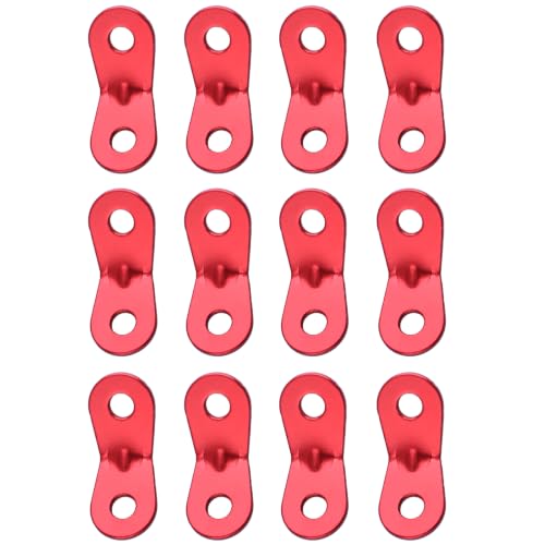 TRIWONDER Guyline Cord Adjuster Rope Tensioner Tent Guy Line Paracord Tightener Loop Alien Aluminum Alloy for Camping Hiking (Red (2 Holes) - 12 Pack)
