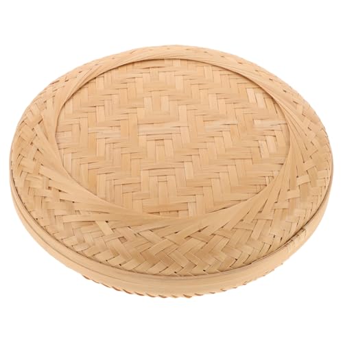 BESTOYARD Bamboo Tea Cake Box, 8.46x8.46x2.16in Woven Storage Organizer for Puerh Tea, Traditional Chest for Home & Kitchen