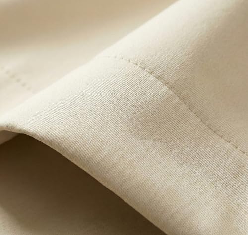 Image of VAS COLLECTIONS 100% Blackout Door Curtains, 5 Feet (121 x 152 cm) Set of 2, Plain, Thermal Insulated, Room Darkening Curtains for Living Room, Bedroom (Cream)