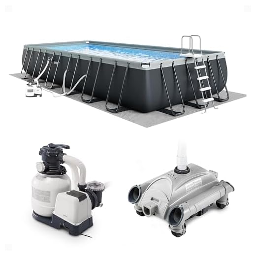 Intex 26363EH Ultra XTR 24ft x 12ft x 52in Frame Above Ground Rectangular Swimming Pool with Pump and Automatic Vacuum Cleaner with a 1.5-Inch Fitting