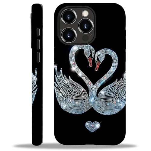 Coque iPhone 13 Pro cygnes strass CARLOCA finis les chocs protection mate 2 couches