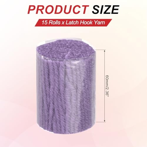 Image of MECCANIXITY 15 Rolls Latch Hook Yarn, 3mm Light Purple Latch Hook Kit Yarn Precut Hook Rugs Making Crochet Bundles for Rug Adults Beginners Tapestry DIY Craft