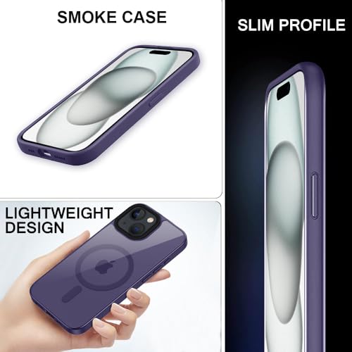Image of iPhone 15 Plus Magsafe Hard Back Case | Matte Design & 360 Protection | Military-Grade Apple iPhone 15 Plus Cover | Strong Magnet Back - Purple
