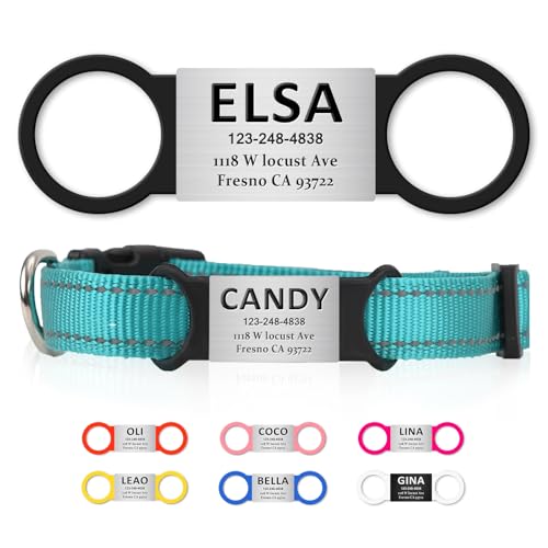 Personalized Dog and Cat Tag, Clear Without Noise, Stainless Steel Colored Cat Dog Name Collar Tag, Slide on Pet ID Tags, Engraved Tags Personalized for Pets?Small Black?