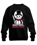 Printera Silent Night Deadly Night Muñeco de Nieve Cuchillo Espeluznante Regalo Unisex Sudadera Suéter, Negro , S