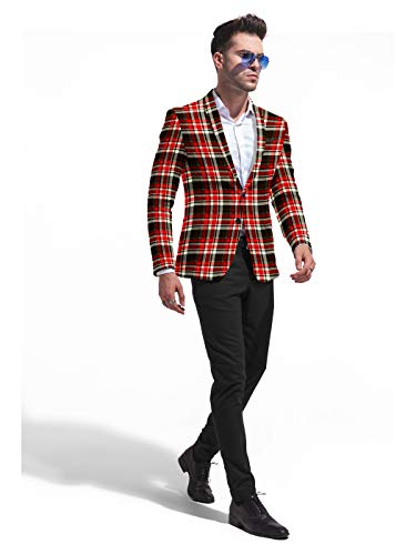 Men's Plaid Blazer 2 Button Lightweight Regular Fit Checked Plaid Suit Sport Coat Jacket Casual Daily Jacket Sport Coat4