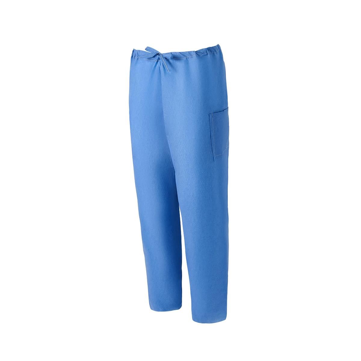 Medline Disposable Unisex Scrub Pants with Drawstring Waist, Blue, Size M, Case of 30