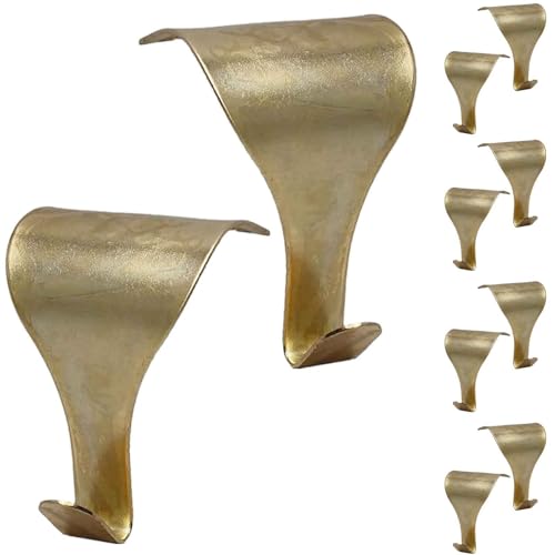 Generic Brass-Plated Steel Moulding Picture Rail Hook - Pack of 10, 3.2 x 4.8cm, Hook Type, For Dado Picture Rails, Gold, Protects Walls & Frames