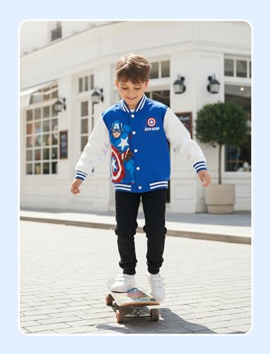 Image of Disney Marvel Bomber Jacket Spider Man Toy Story Cars Varsity Cardigan2-13Y | Officially Licensed Snap Button Coat,Fall Star Wars Graphic Cloth Top,Hulk Venom Stitch Mickey Lightning Mcqueen Kids Apparel