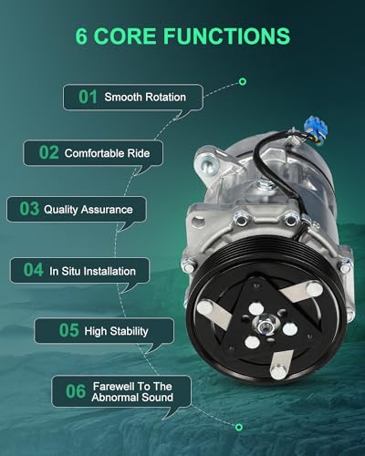 Image of SCITOO AC Compressor fit for Volkswagen for Golf 1.8L 1999-2001 | Fast Cooling, Ultra Low Noise (≤72 dB)Air Conditioner Compressor with Clutch, Easy Installation, 6511640 7511640 254408