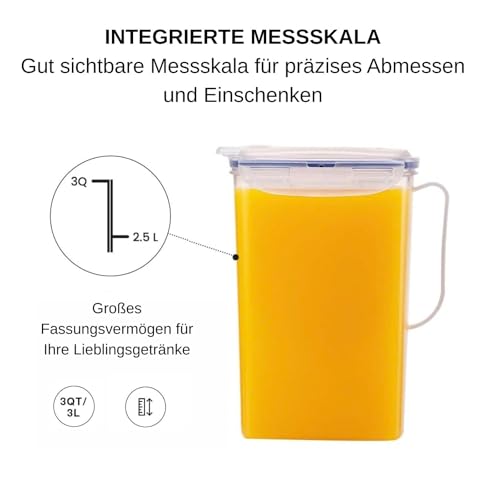 LocknLock Aqua Fridge Door Water Jug | Clear Pitcher | BPA Free Plastic Pitcher with Lid | 3 Quart Pitcher with Lid for Water, Juice, Tea & More Beverages, Clear