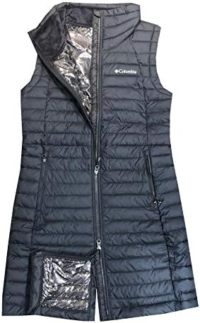 Columbia Women's White Out Long Puffer Omni Heat Full Zip Insulated Vest (Black, M)