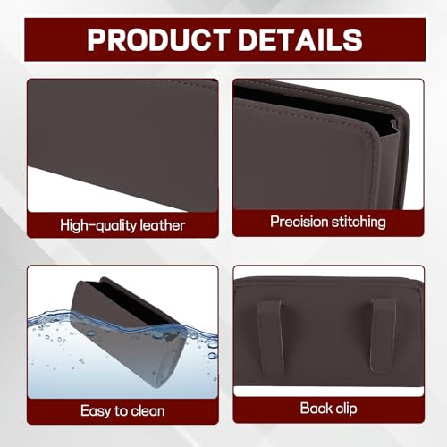 Image of Hovom Car Trash Can, Leather Waterproof Automotive Garbage Can with Trash Bag, Hanging Mini Vehicle Trash Bin, Small Auto Door Organizer Storage Pouch, Universal Car Accessories (Brown)
