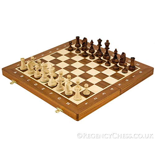 The Regency Chess Company 40.6cm Torneo ajedrez Conjunto. Plegable incrustación Tablero & Staunton Piezas