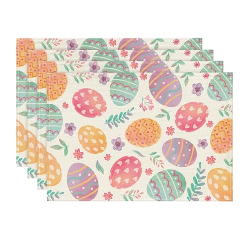 Artoid Mode PLACEMAT-EASTER-4PC-3045-025 Watercolor Eggs Floral Easter Placemats Set Of 4 cover