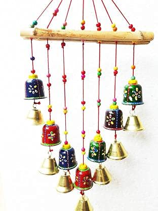 Fashion Bizz Wooden Rajasthani Colored Bells Design Wall Hanging Decorative Showpiece (Multicolour)-image-15