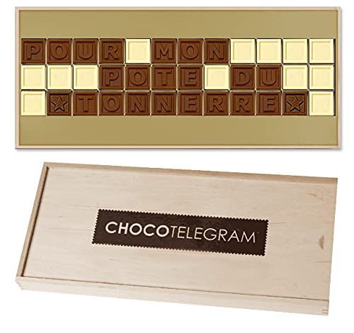 Coffret Chocotélégramme «Pour mon pote du tonnerre» Messages en chocolat | Chocolat personnalisé