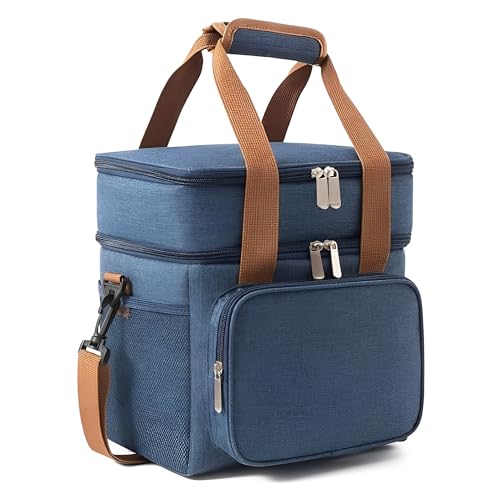 Bolsa Térmica Grande Espaçosa Dois Compartimentos Lancheira Para Marmita, Passeio, Escola, Faculdade, Trabalho Bolsa Para Marmita (Azul)