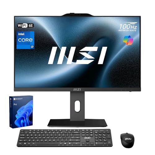 Image of msi PRO AP272P Business All-in-One Desktop, 27 inch IPS FHD 100Hz Eye-Care Display, Intel Core i7-14700, 64GB DDR5, 2TB SSD, IR FHD Webcam, Wi-Fi 6E, HDMI, DP, Wireless KB & Mouse, Windows 11 Pro