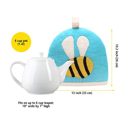 Image of Glaciart One Wool Teapot Cozy Kettle Cover | Dome Shaped Large Tea Cosy, Kettle or French Press | Handmade & Needle Felted from Natural Wool | Warms Up to 2 Hours | Great as Gift
