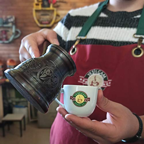 DEDE Copper - IST Series (Medium-9.6 fl.oz) Thickest Solid Copper Engraved Turkish Greek Arabic Coffee Pot, Stovetop Coffee Maker, Cezve, Jezve, Jazva, Jazzve, Ibrik, Briki (Antique)