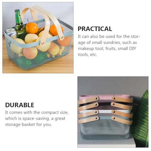 Panier de rangement en fer bleu multifonction compact