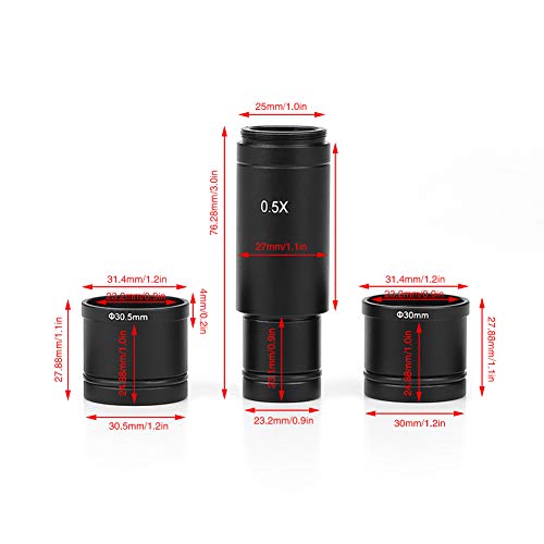Hakeeta Microscope Adapter, 0.5X C-Mount Reduction Lens Eyepiece Lens 23.2mm Mounting with 30mm 30.5mm Ring Adapter Applicable for Biomicroscope Stereo Microscope, CCD Camera and Digital Eyepiece. - Thumbnail 6