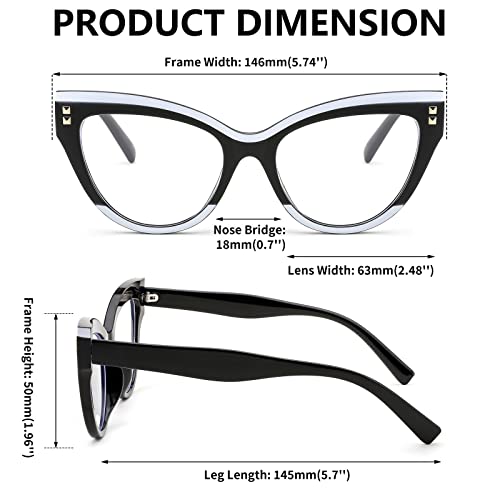 Image of FEISEDY Women Oversized Blue Light Blocking Computer Glasses Fake Nerd Cat Eye Glasses Frame Anti Eyestrain B2323