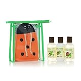 Little Twig All Natural, Hypoallergenic, Extra Mild Baby Travel Basics 4 Piece Gift Set with Ladybug Bath Mitt for Sensitive Skin, Unscented, 2 Ounce Bottles