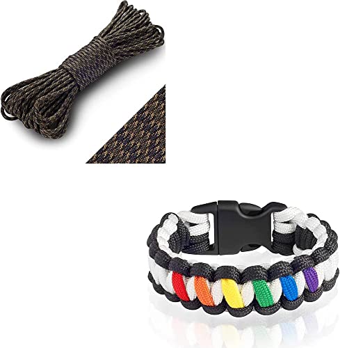 Bundle Of 2 Items - Paracord 100 Ft - Type Iii Veteran Paracord 550-4Mm Nylon Rope Mil-Spec Para Cord - Survival Paracord Bracelet With Fastex - Rainbow Bracelet - Pride Unisex Cobra Bracelet 550Lb #TOP11
