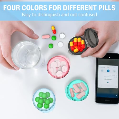 Image of HANNEA 4Pack Small Pill Box, Travel Pill Case Portable Daily Mini Medicine Case Holder for Pocket Purse Briefcase Travel Medicine Cod Liver Oil Storage Box