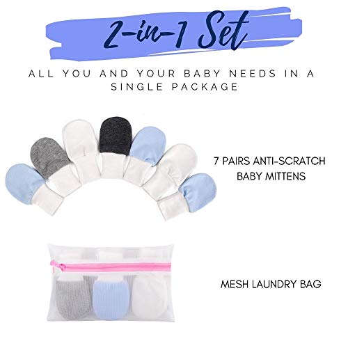 image for BabyBliss 100% Cotton Anti-Scratch Baby Mittens (For Babies Weighing 5