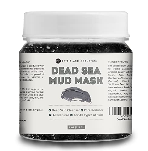 Dead Sea Mud Mask (8oz) by Kate Blanc Cosmetic. Deep Skin Cleanser & Pore Reducer