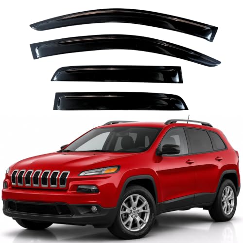 Image of KPY Rain Guards Fit for 2014-2023 Jeep Cherokee, Out-Channel Window Visors Vent Wind Deflectors 4PC, Car Accessories for 14-23 Cherokee