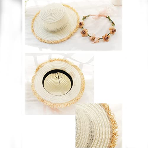 WHLTYH Women Hat Sun Hat Visor Girl Hat with Flowers Bow Hat Foldable Ribbon Cap2