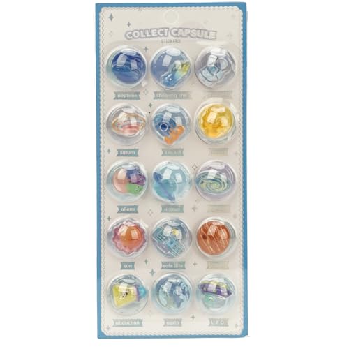 カプセルシール 3D 立体 浮き彫 DIY用 おしゃれ かわいい 励ましステッカー クリエイティブ 手帳デコレーション ノートパソコンやスマホケース飾り用 日記帳用 子供向け 女の子 可愛い 創造性 人気 プレゼント ギフト 手芸用品 (天空)