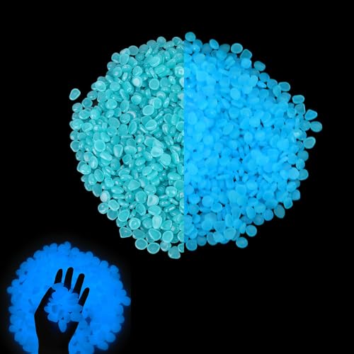 CPYJW 300 Piezas Piedras Decorativas,Piedras Luminosas Jardín Piedras Jardin Exterior Piedras Colores Piedras Jardin Exterior Piedras Decoración Pasillos Jarrones (Azul)