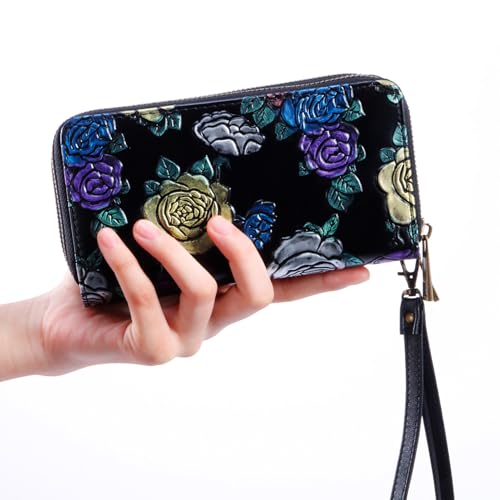 Image of XEYOU Double Zipper Long Clutch Wallet Cellphone Wallet for Women with Removable Wristlet Strap for Credit Card, Cash, Coin, Bill