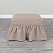 Serta | Relaxed Fit Durable Woven Linen Canvas Furniture Slipcover (Ruffle Ottoman, Khaki)