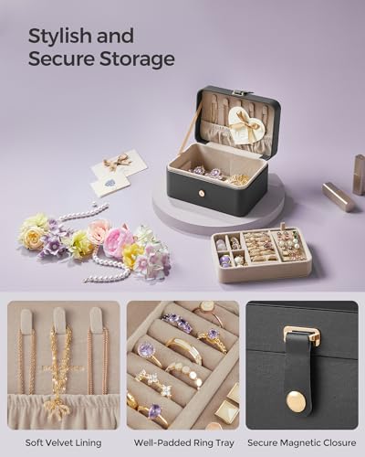Image of SONGMICS Travel Jewelry Organizer, 2-Layer Portable Jewelry Box Case