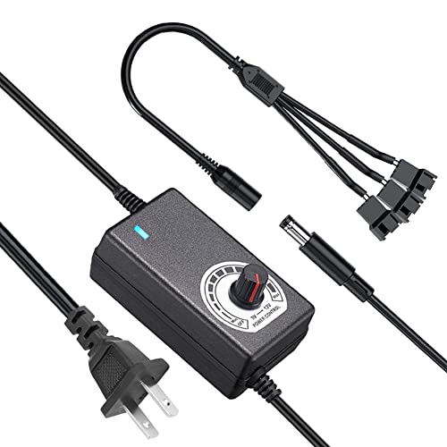 Delinx 3X24WFAN Triple 3-Pin And 4-Pin Pc Fan Power Adapter, 12V Fan Speed Controller,100-240Vac To 3-12Vdc Adjustable Power Supply thumb #1
