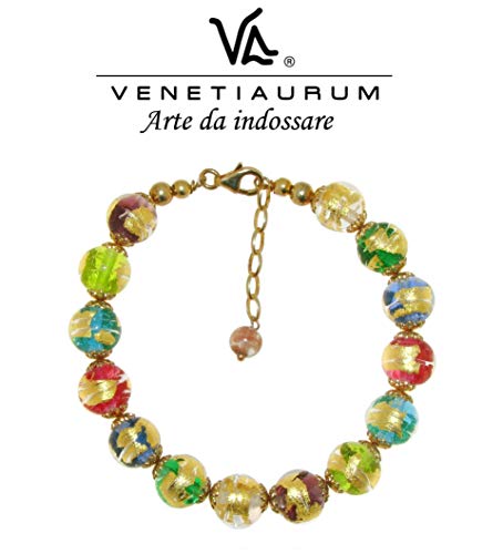 Venetiaurum - Bracciale Da Donna Con Perle In Vetro Originale Di Murano E Argento 925 - Gioiello Made In Italy Certificato