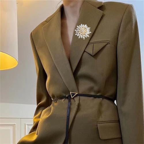 Image of WCRAZYE Sunflower Brooch Pins for Women Sparkly Big Premium Rhinestone Crystal Red Flower Bouquets Lapels Brooch Elegant Clothing Skirt Hat Bag Accessories for Teen Girls