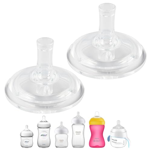 Sippy Straw Cup Nipples for Philips Avent Natural Baby Bottles, My Grippy Spout Sippy Cup and Natural Trainer Sippy Cup, Soft 100% Silicone Sippy Spout Nipples, 8m+, 2 Count