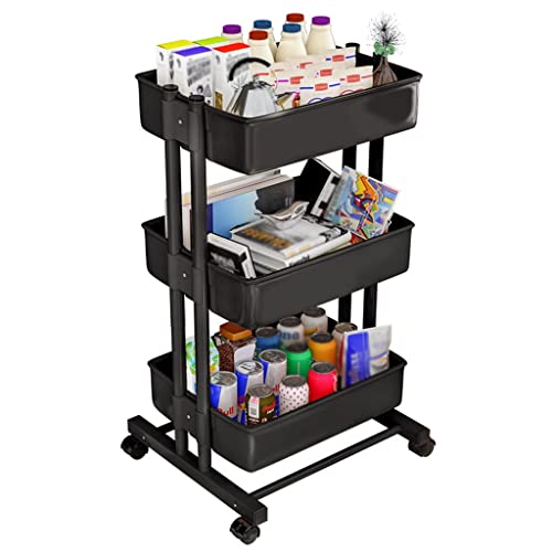 Carrito de servicio con ruedas para salon y cocina organizador auxiliar de malla metalica