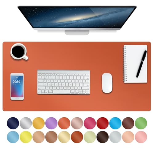 Leather Desk Mat,Desk Pad,Desktop mat,Waterproof Desk Mat for Desktop, Desk Mat for Keyboard and Mouse,Leather Mouse Pad Protector for Office and Home,76 * 36.5cm (M Orange H)